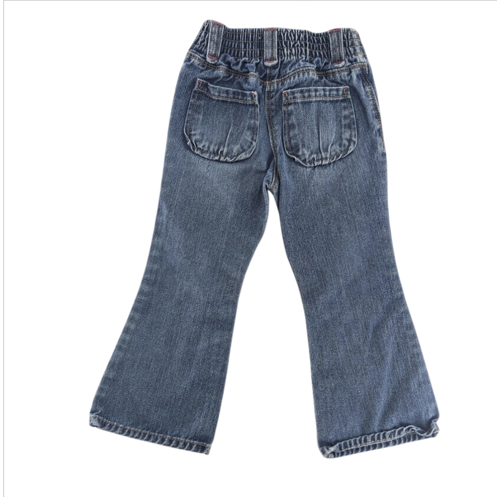 3/$20 Vintage OshKosh B'gosh Rainbow Flared Jeans Cotton Elastic Waist Size 4t - Picture 2 of 4